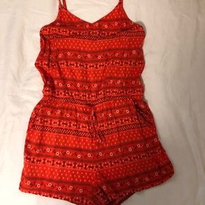 Red patterned romper